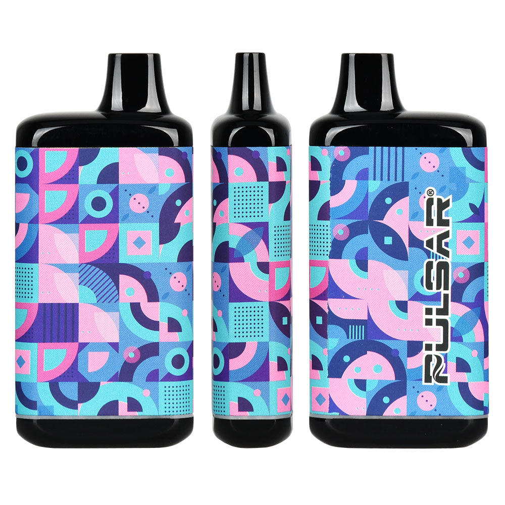 Pulsar 510 DL 2.0 Vape Bars in Candy Floss Funk design, 650mAh, front and side views