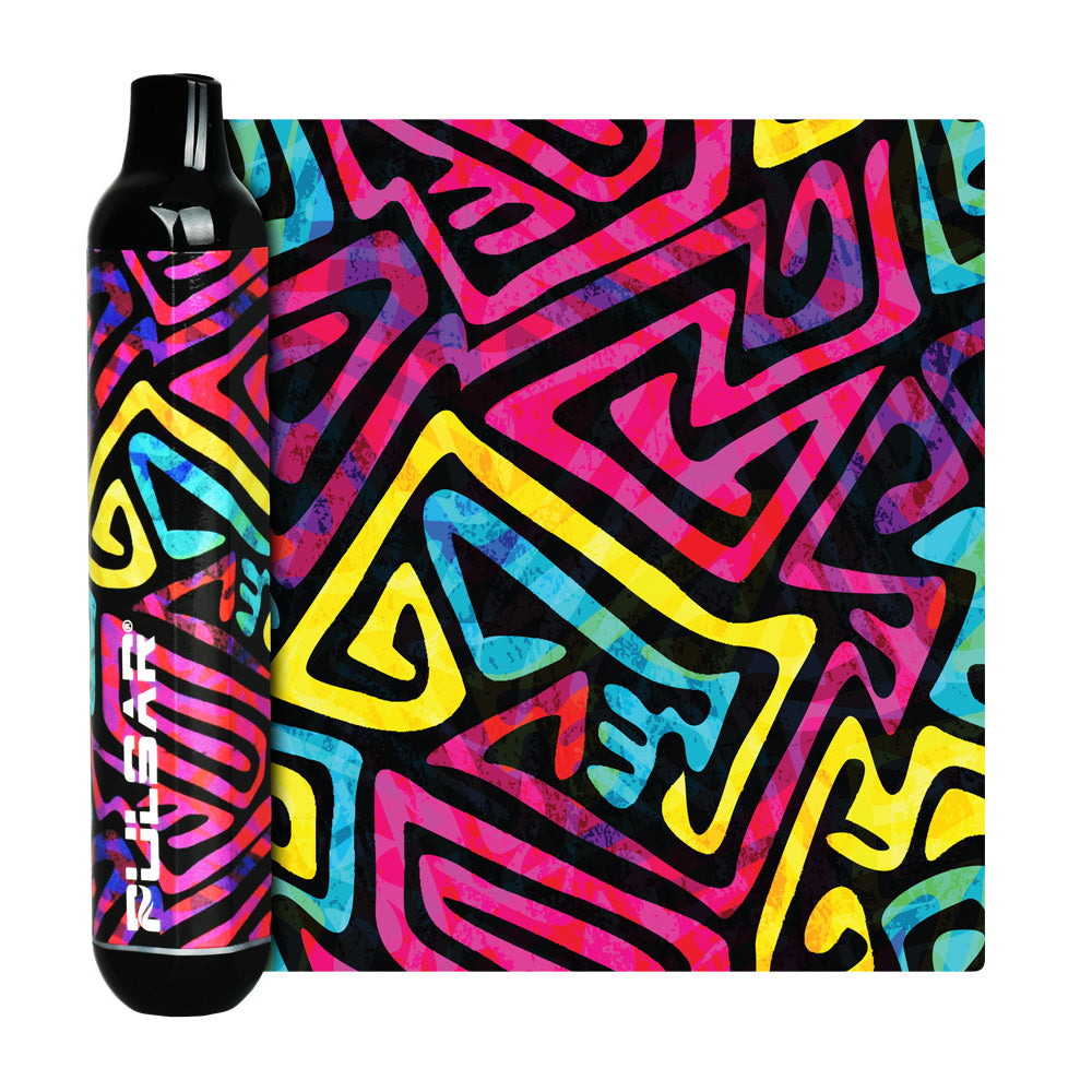 Pulsar 510 DL Vape Pen with vibrant abstract design, 320mAh, front view on white background