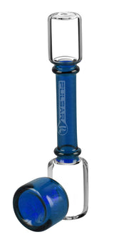 Pulsar 6" Steamroller Glass Pipe in Blue - Front View with Clear Borosilicate Glass