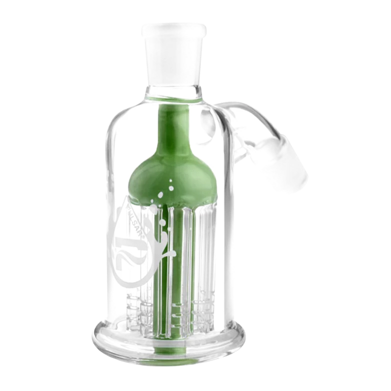 Pulsar 8-Arm Tree Percolator Ash Catcher, 45° Angle, Green, Glass on Glass Joint