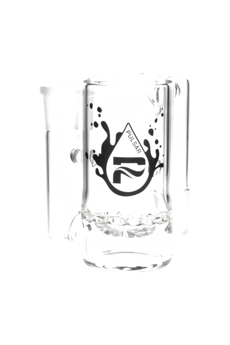 Pulsar 90° Turbine Ash Catcher, Borosilicate Glass, Front View on White Background