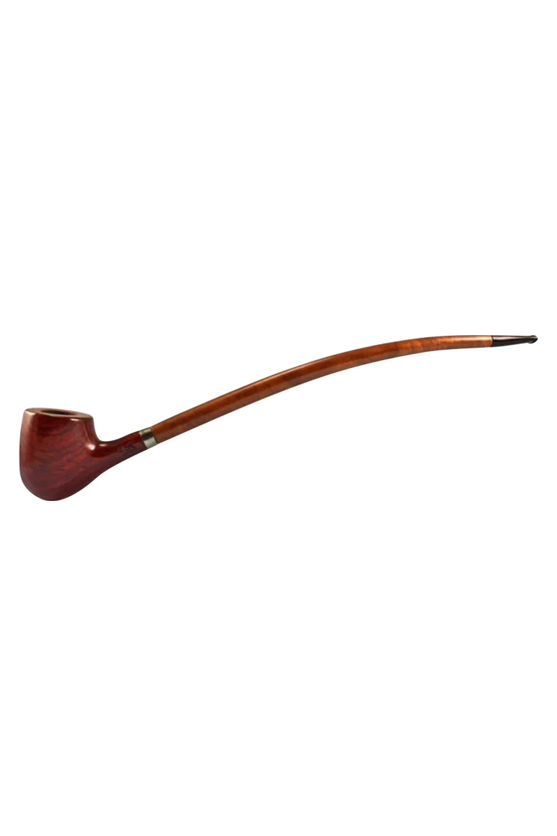 Pulsar Rosewood Sherlock Pipe with a long stem and deep bowl, ideal for dry herbs, side view