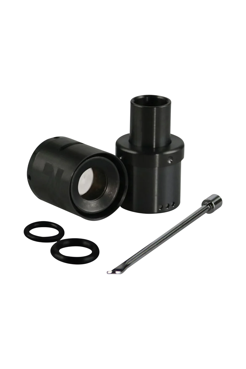 Pulsar APX VOLT Blackout Atomizer Tank in black metal and quartz, front view on white background