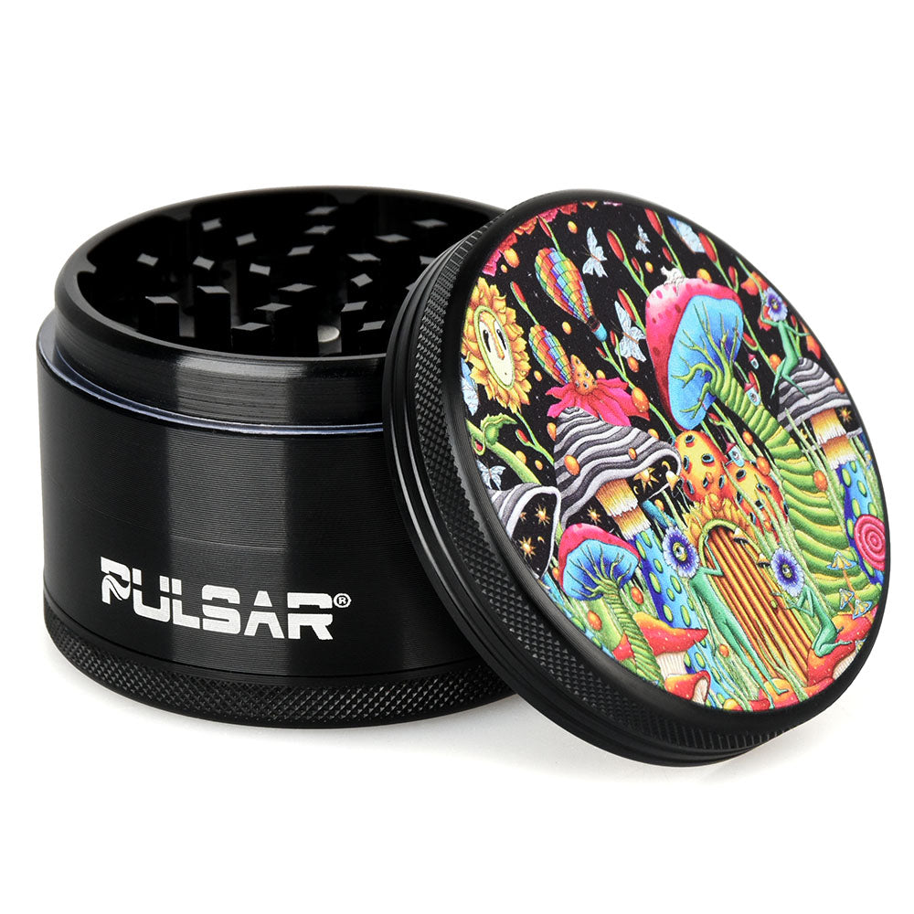 Pulsar 4pc Metal Grinder with Cosmic Garden Artwork - Durable and Compact