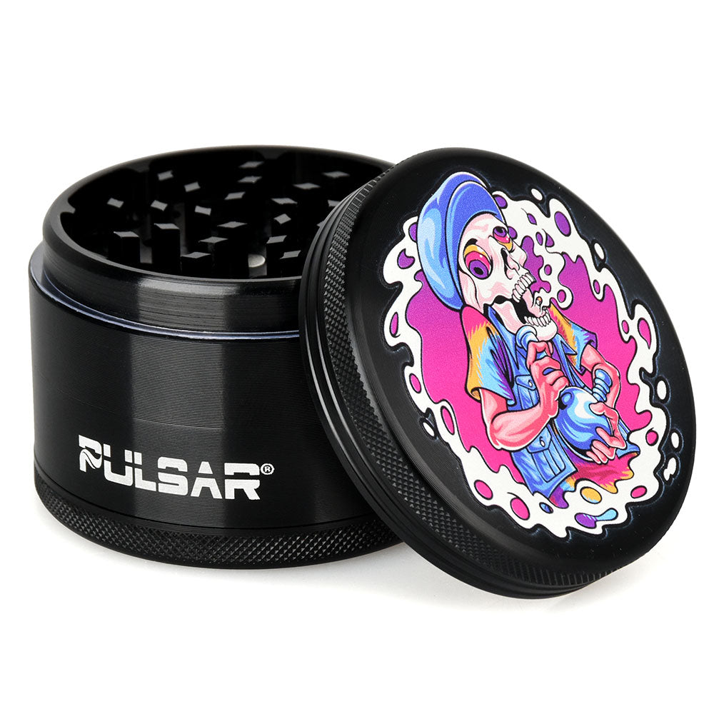 Pulsar Artist Series Metal Grinder - Skullbanger Design - 4pc Set - 2.5" Diameter