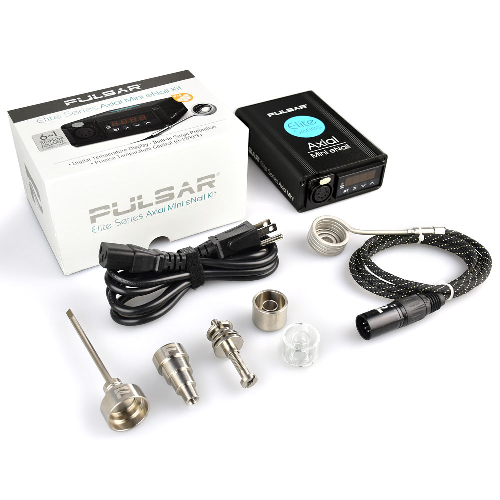 Pulsar Axial Mini eNail Kit with steel 25mm nail for concentrates, packaging and accessories