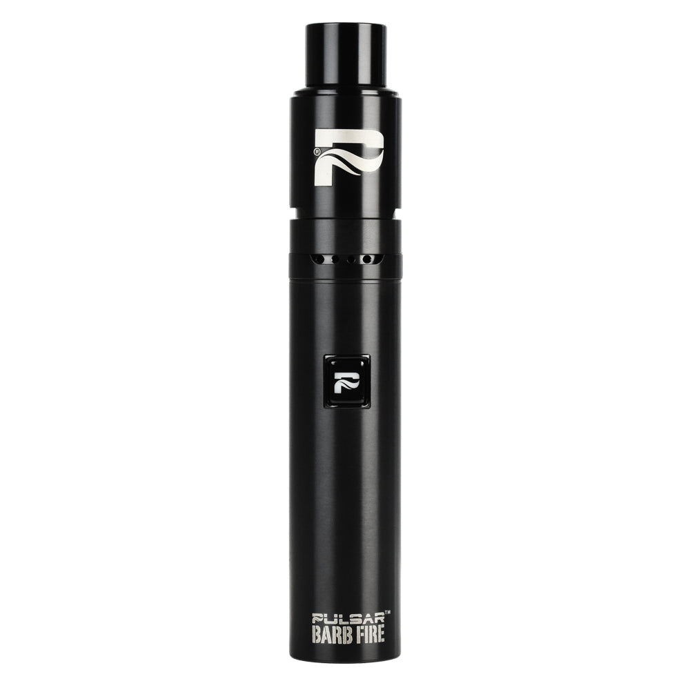 Pulsar Barb Fire Wax Vaporizer in Black with Quartz Coil, Front View on White Background