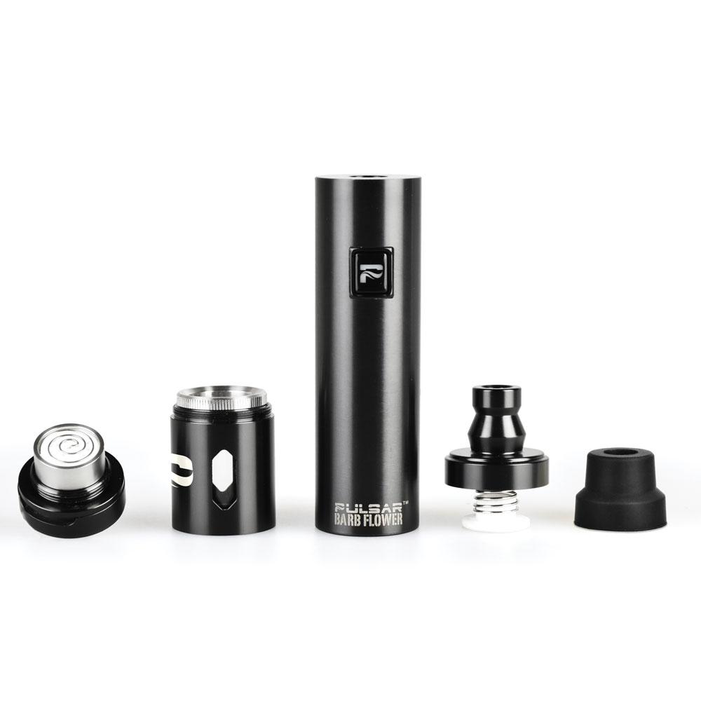 Pulsar Barb Flower Electric Pipe Kit in Black with components displayed on white background