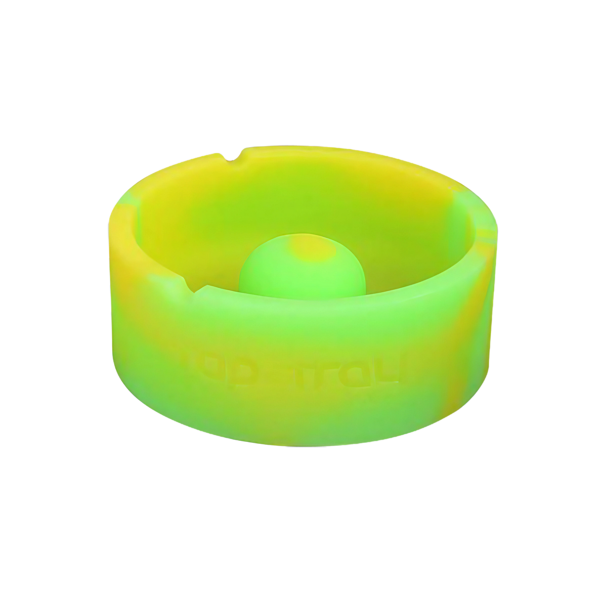 Pulsar Basic Tap Tray Ashtray in Silicone, Glowing Green, 4" Size - Top View