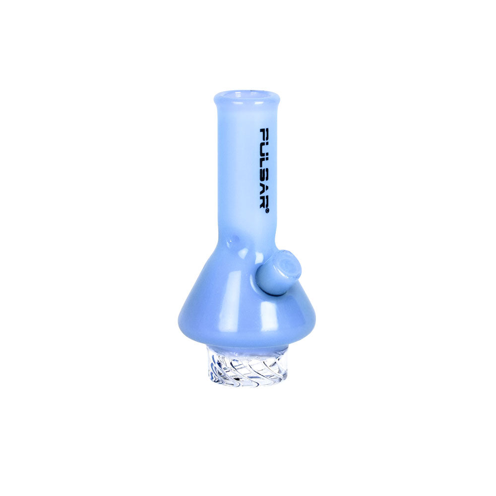 Pulsar Opaque Blue Helix Carb Cap, 30mm beaker design, borosilicate glass, for dab rigs, front view