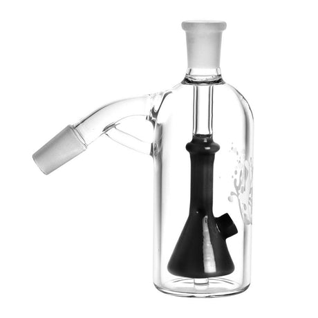 Pulsar Beaker Perc Ash Catcher in Black, 45 Degree Joint, for Bongs, Borosilicate Glass, Side View