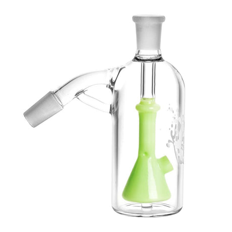Pulsar Beaker Perc Ash Catcher in Opaque Green with 45 Degree Joint, Side View on White Background