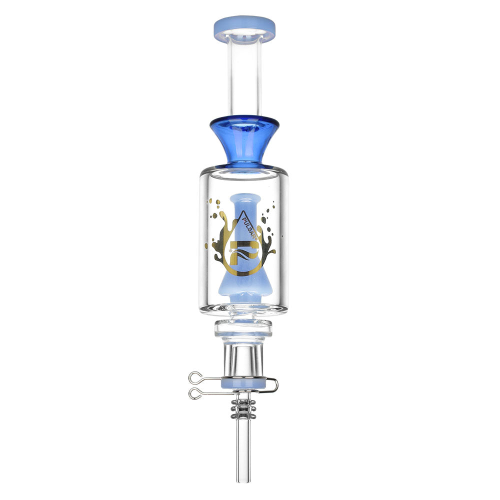 Pulsar Beaker Perc Vapor Vessel 2.0 with Quartz Tip, 8.5" size, 14mm female joint, in Blue