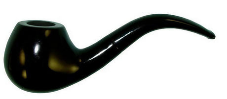 Pulsar Bent Ebony Tobacco Pipe, 5.5" Black Wood, Side View on White Background