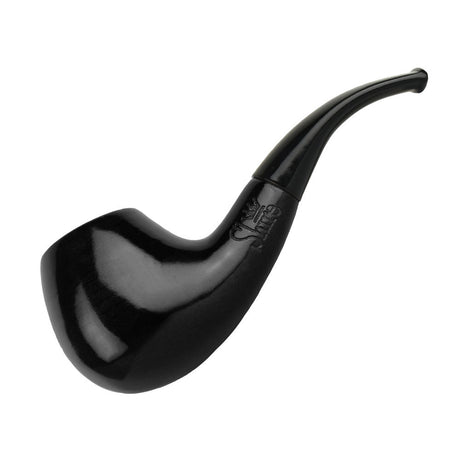 Pulsar Bent Ebony Tobacco Pipe, 5.5" Black Wooden Hand Pipe, Side View on White Background