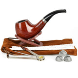 Pulsar Bent Rosewood Tobacco Pipe with Accessories on White Background