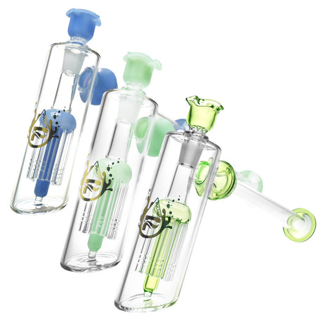 Pulsar Big Daddy Hammer Bubblers in blue, green, and yellow accents, 11" size, 14mm female joint, angled view