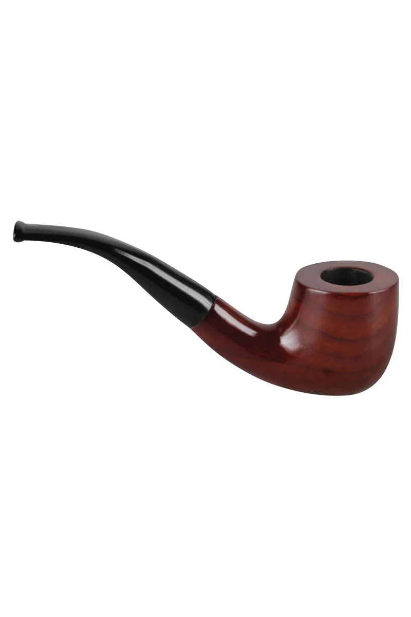 Pulsar Brandy Wooden Sherlock Pipe, 6" Tall, 100% Natural Wood, Side View