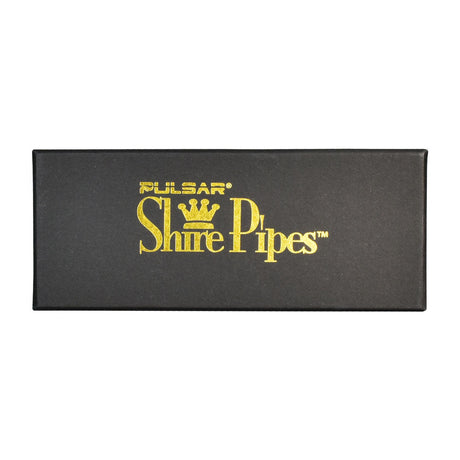 Pulsar Shire Pipes packaging box for Brandy Rosewood Tobacco Pipe, front view on white background