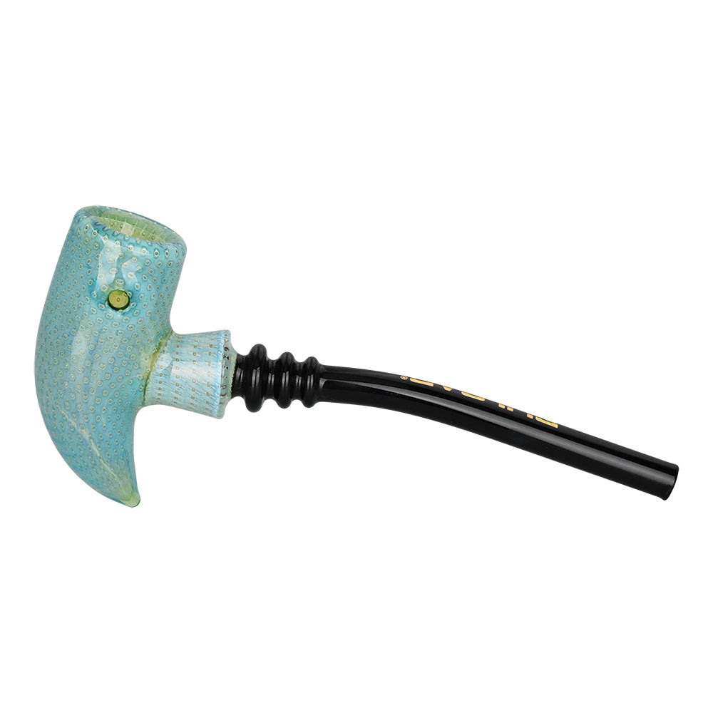 Pulsar Bubble Matrix Hammer Hand Pipe in Green, Borosilicate Glass, Side View