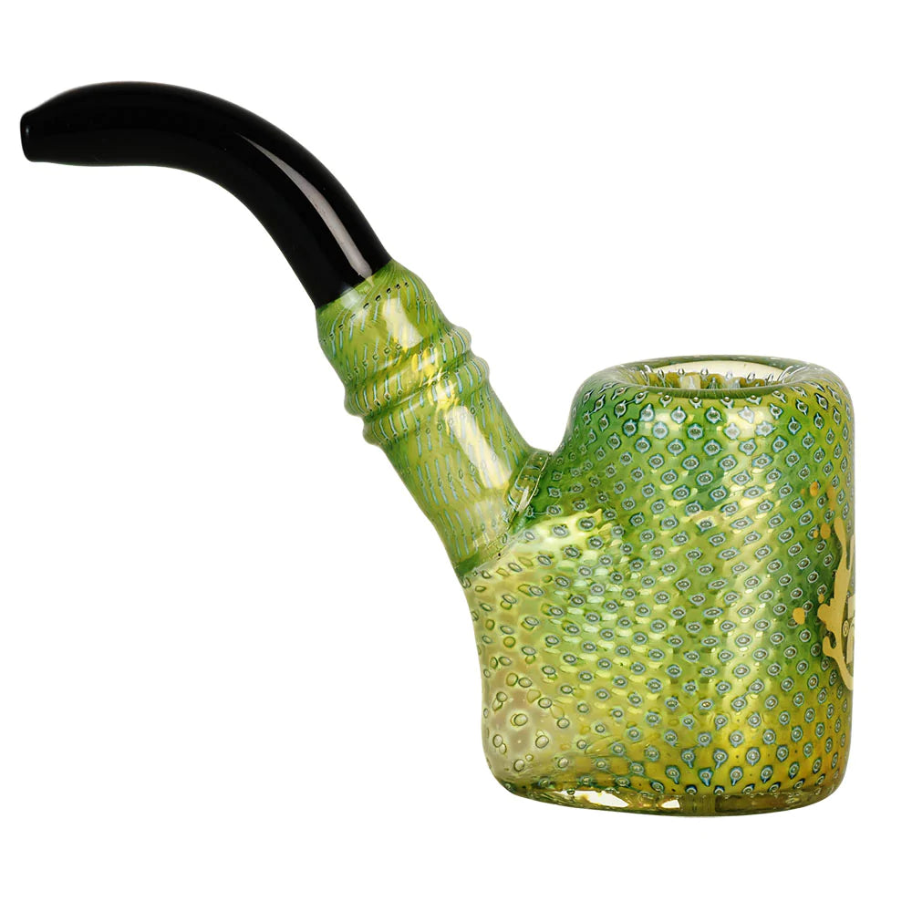 Pulsar Bubble Matrix Sherlock Pipe in Borosilicate Glass, Portable 3.75" - Side View