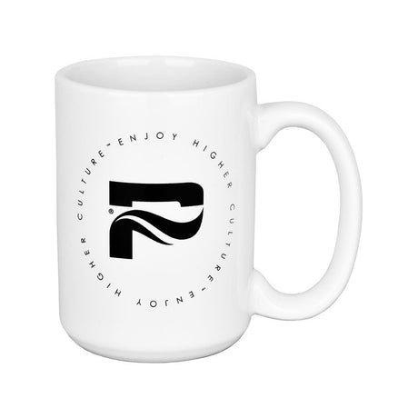 Pulsar Ceramic DopeBot Mug, 15oz, with bold graphic, right side view on white background