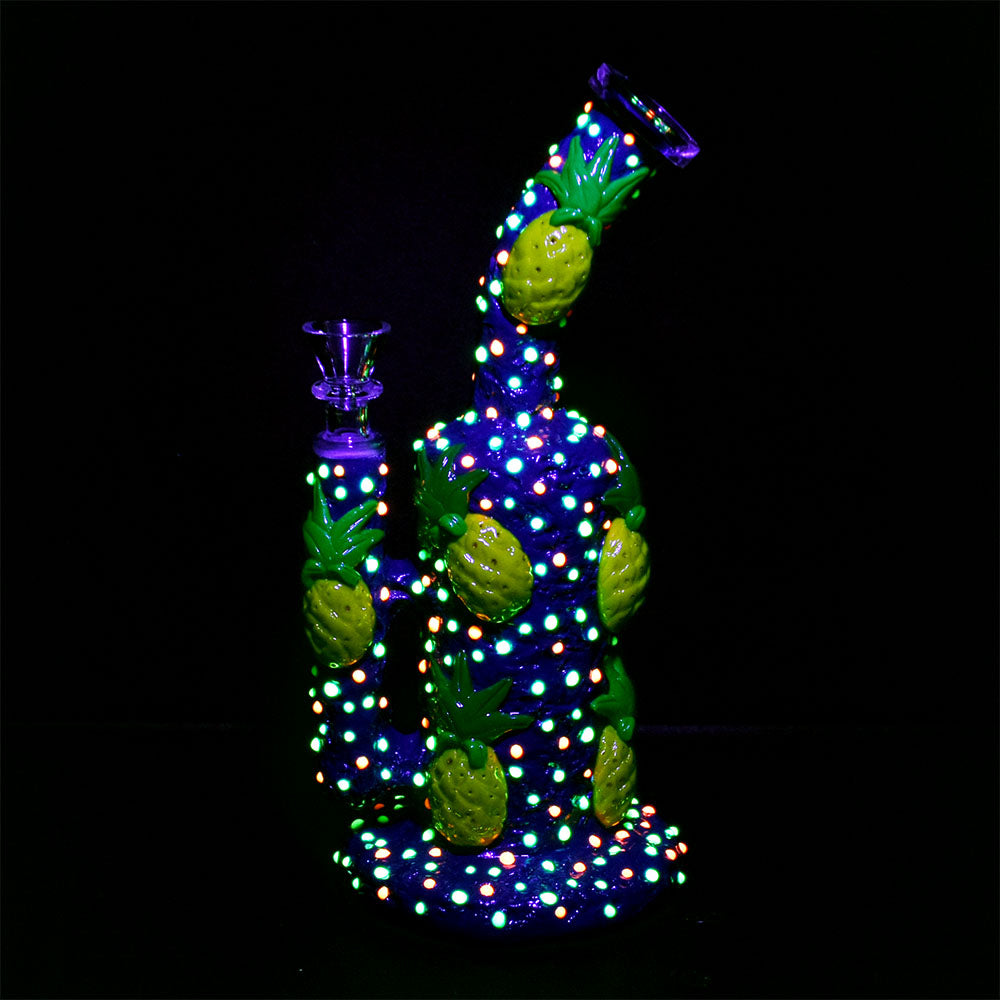 Pulsar Chill Pineapple Water Pipe with Honeycomb Percolator, 14mm Female Joint, Front View