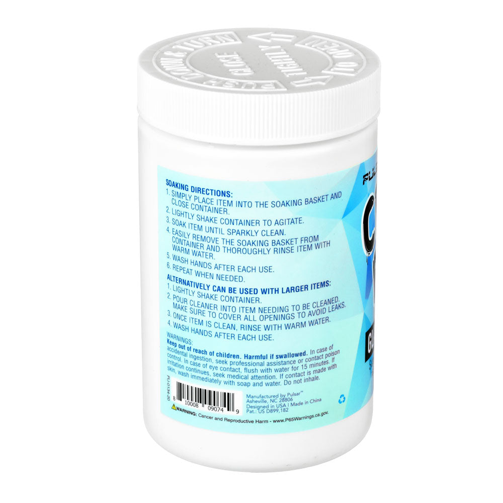 Pulsar Crud Bud Reusable Glass Cleaner 16.9oz bottle, back label with usage instructions