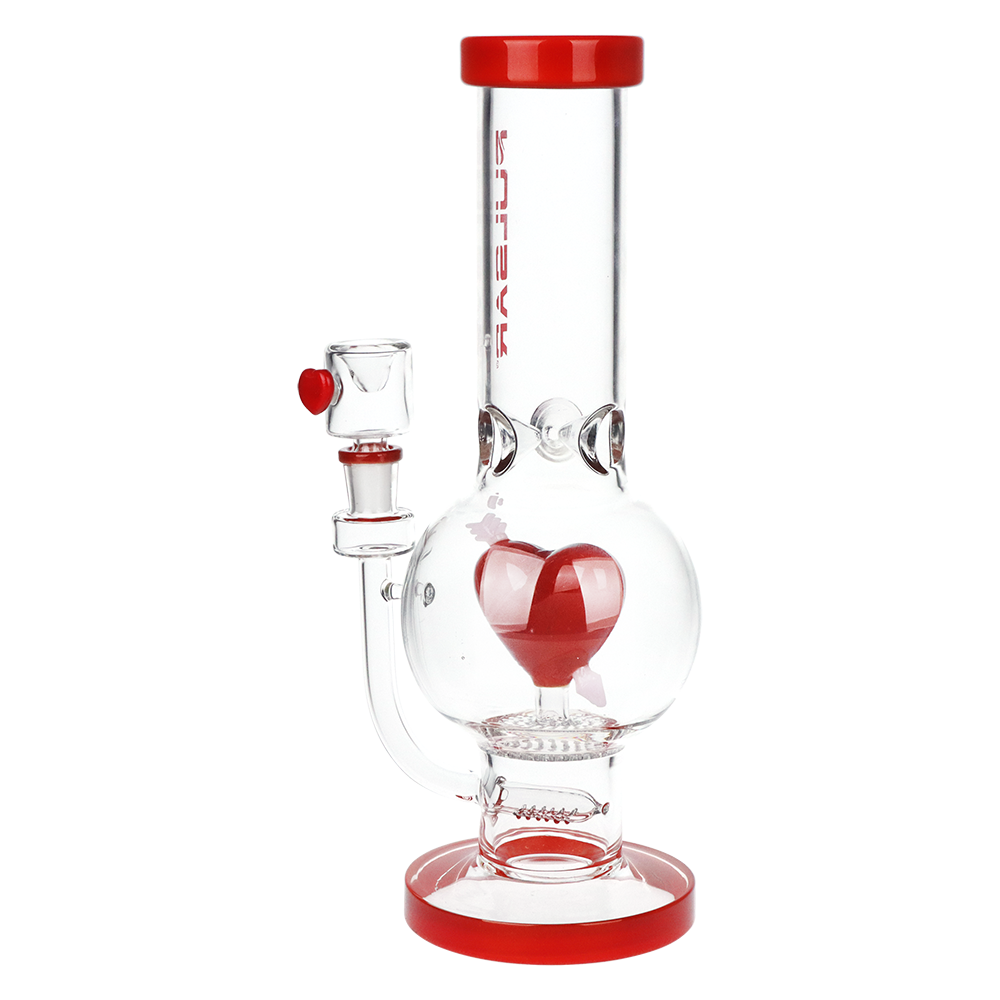 Pulsar Cupid's Heart Bubble Base Glass Water Pipe | 12" | 14mm F