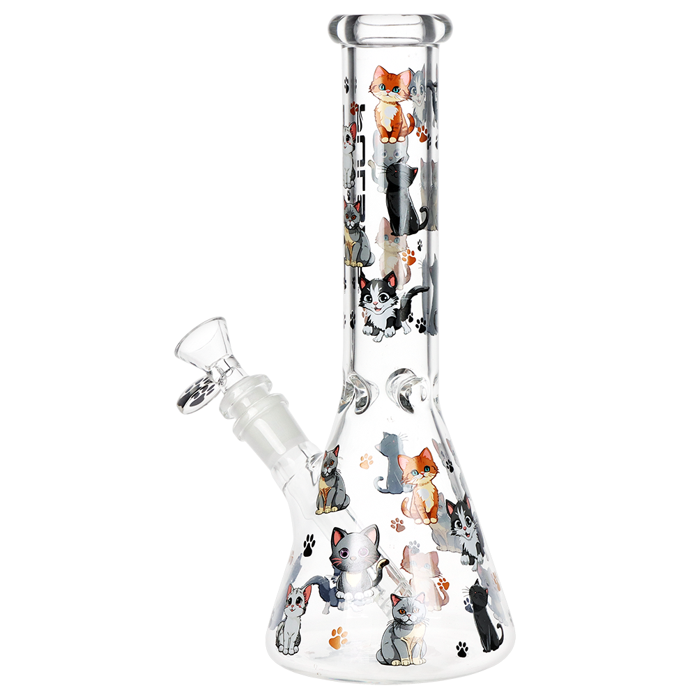 Pulsar Cute Kitties Beaker Glass Water Pipe | 10" | 14mm F
