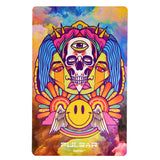Pulsar DabPadz Dab Mat with colorful psychedelic skull design, made of rubber, top view