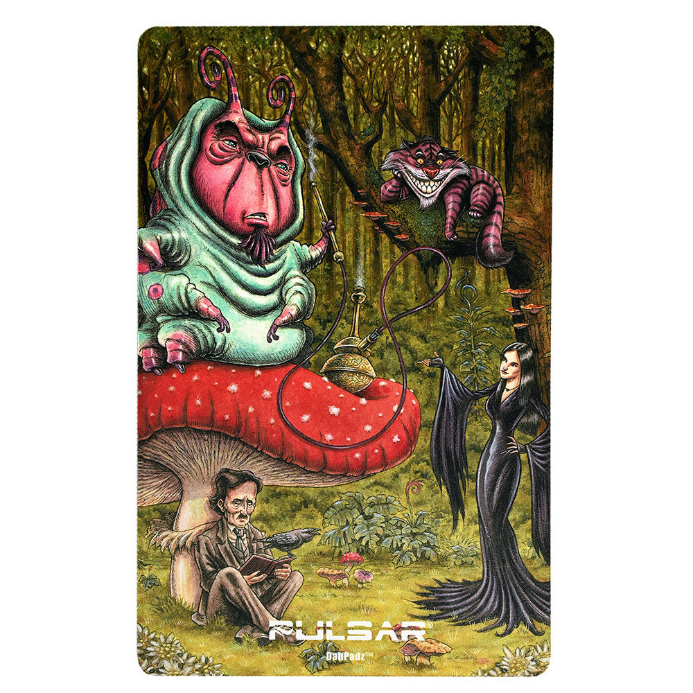Pulsar DabPadz Dab Mat featuring vibrant fantasy artwork, rubber material, perfect for dab rig setup