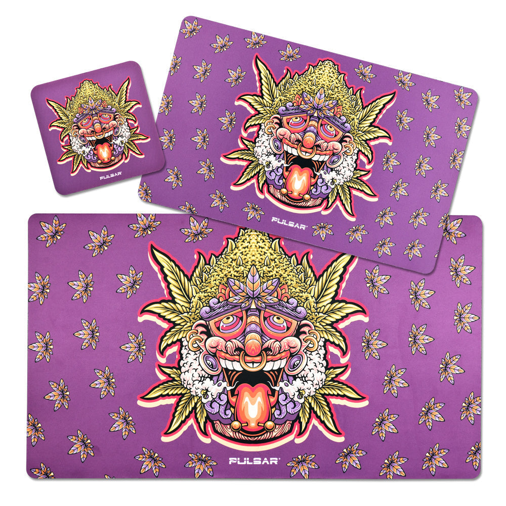 Pulsar DabPadz with Kush Native design, fabric top dab mat set on white background