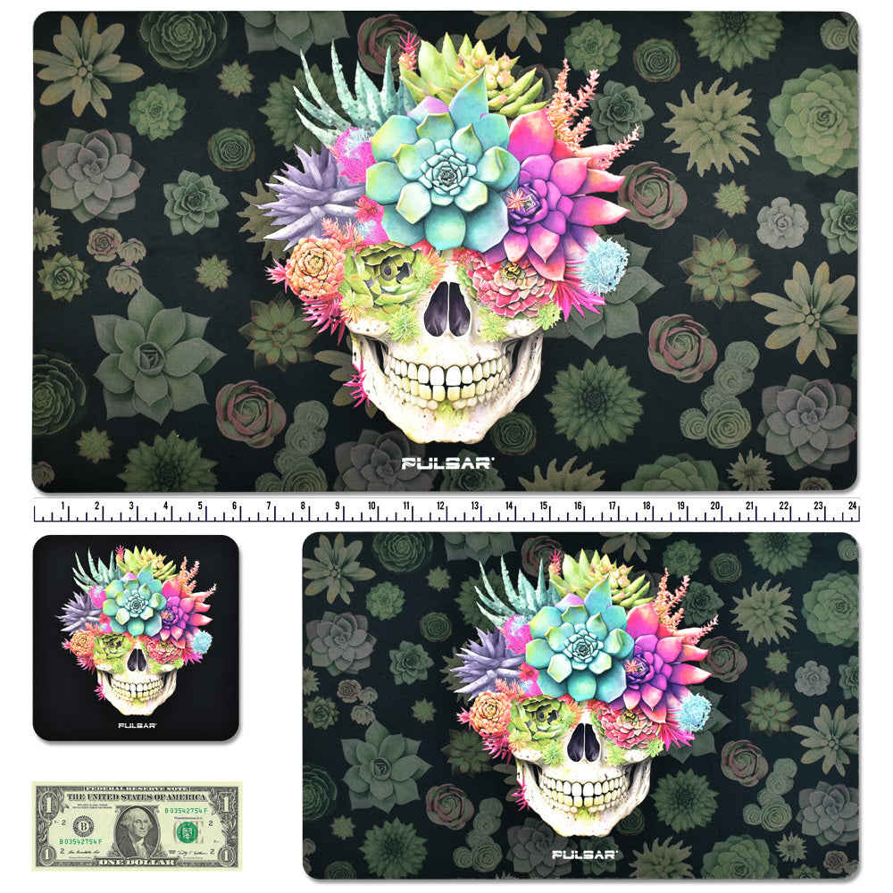 Pulsar DabPadz with Succulent Smile Design, Fabric Top Dab Mat for Rig Accessories
