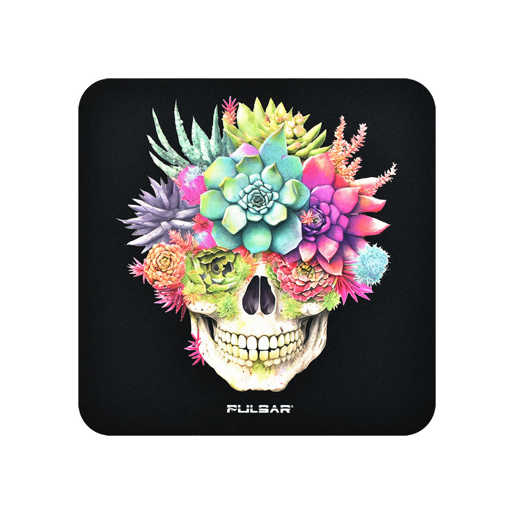 Pulsar DabPadz Fabric Top Dab Mat with Succulent Smile Design, Durable Rubber Base