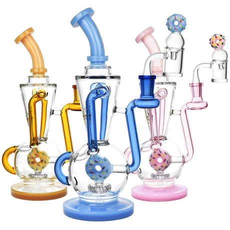 Pulsar Delectable Donut Recycler Dab Rigs in various colors with borosilicate glass design