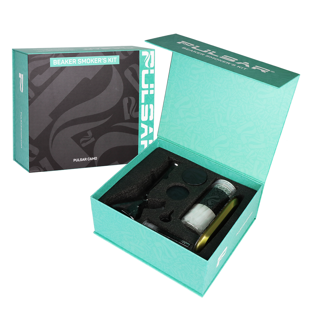 Pulsar Design Series Beaker Water Pipe V2 Smoker's Kit | Pulsar Camo | 7.75"
