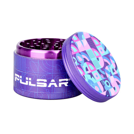 Pulsar Candy Floss 4pc Metal Grinder, 2.5" with Vibrant Side Art, Front View on White Background