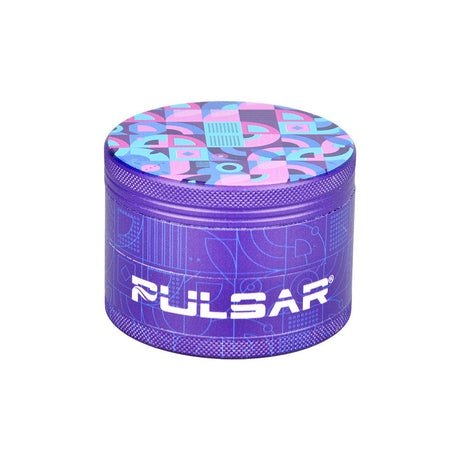 Pulsar Candy Floss 4pc Metal Grinder with Side Art - Front View on White Background