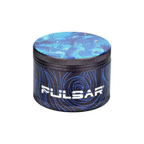 Pulsar Design Series 4pc Metal Grinder with Space Dust Art, 2.5" Diameter, Front View on White
