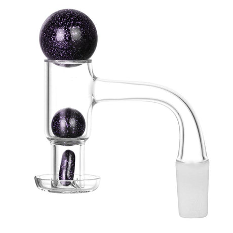 Pulsar Dichro Terp Slurper Marble Set with elegant purple accents for dab rigs, side view on white background