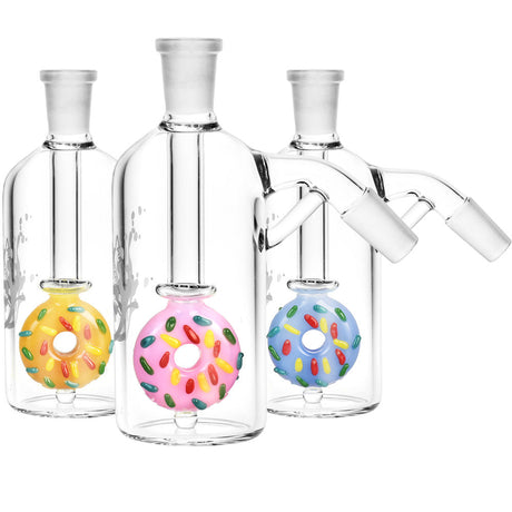Pulsar Donut Perc Ash Catchers in assorted colors with 14mm male joint and 45-degree angle