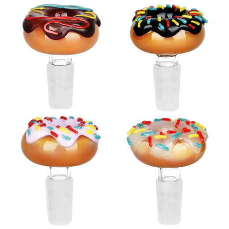 Pulsar Donuts Herb Slide, Assorted Frosted Designs, 14mm Male Joint, Front View