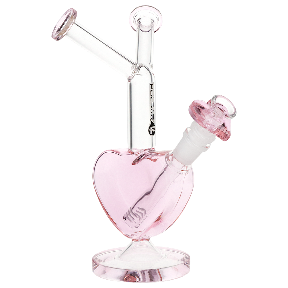 Pulsar Double Kiss Heart Glass Water Pipe | 11" | 14mm F
