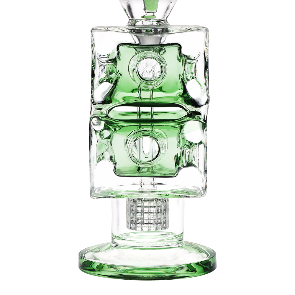 Pulsar Double Swiss Perc Blocks Glass Water Pipe | 12.5" | 14mm F