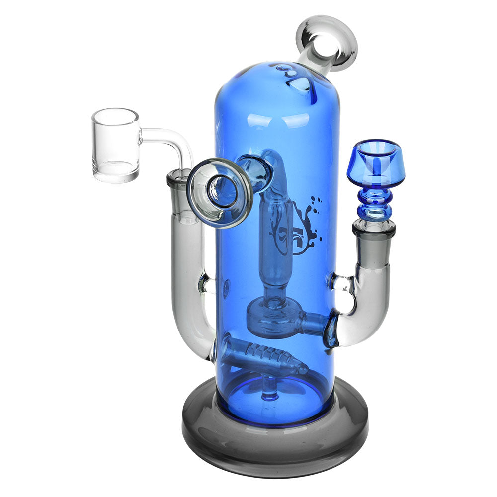 Pulsar Double Trouble Dry Pipe/Dab Rig, 8", 14mm F, Borosilicate Glass, Front View on White