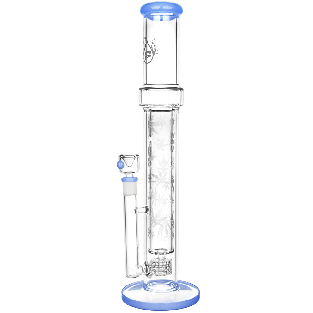 Pulsar Double Wall Perc Tube Water Pipe, 16.75" tall, front view with matrix percolator and black accents