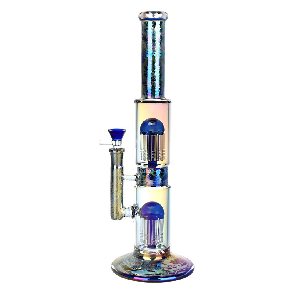 Pulsar Dub Chamber Water Pipe, 13.75" tall, electro etched glass, black color variant, front view