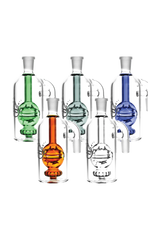 Pulsar Egg Perc Ash Catchers in various colors, 90-degree joint, front view on white background