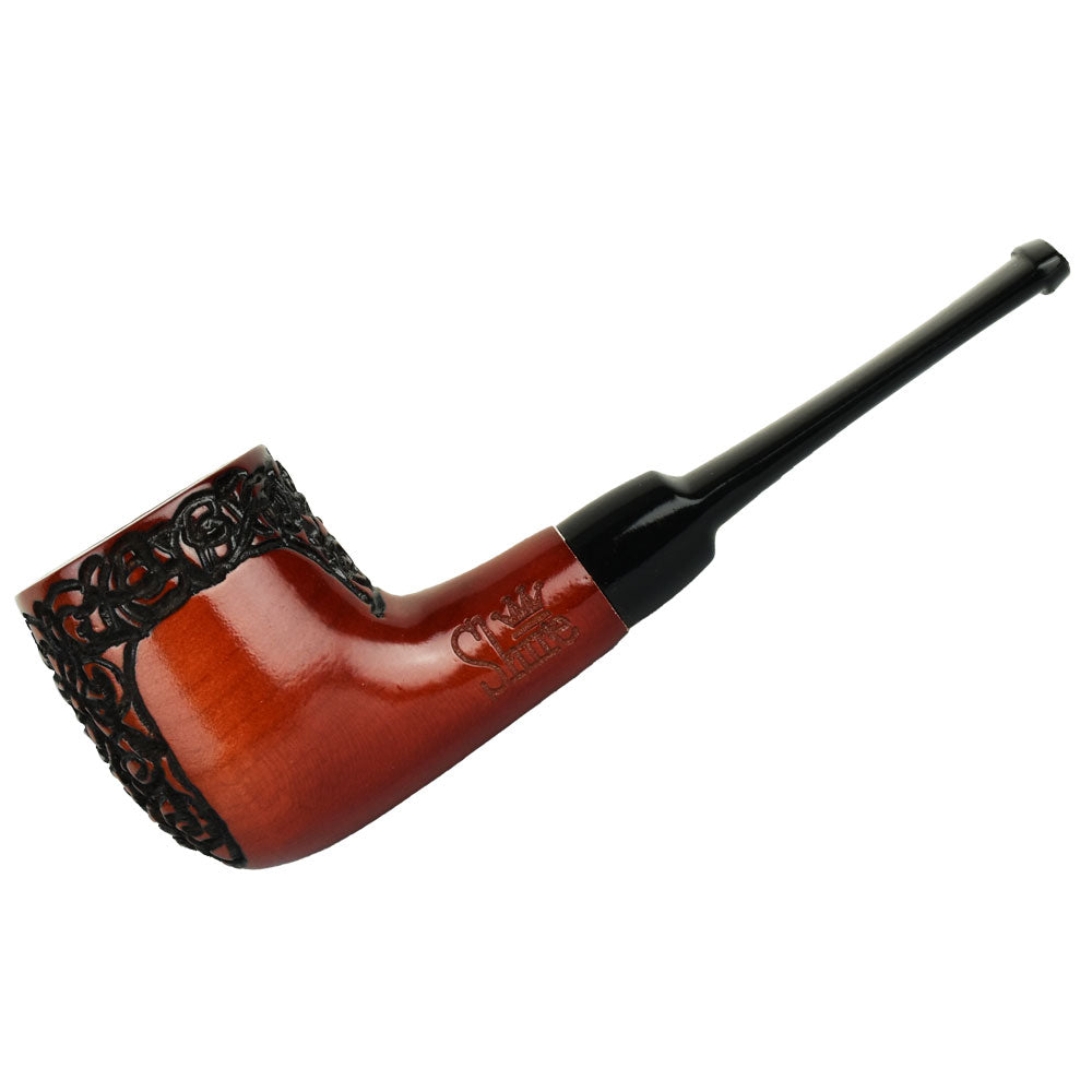 Pulsar Engraved Billard Cherry Tobacco Pipe, 5.5" Wood Hand Pipe, Side View